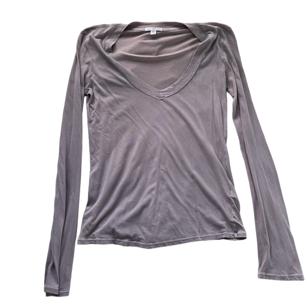 James Perse Long Sleeve V Neck in Red Ash Size 2